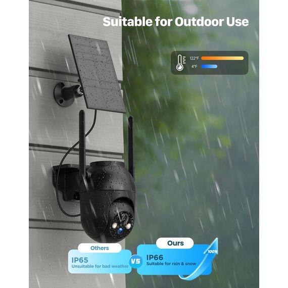 SIIOOE Überwachungskamera Aussen Akku und Solar: 2K WLAN Kamera Outdoor Kabellos - 360° PTZ Außenkamera mit Monitor Alarmanlage Nachtsichtfunktion WiFi Camera Bewegungsmelder