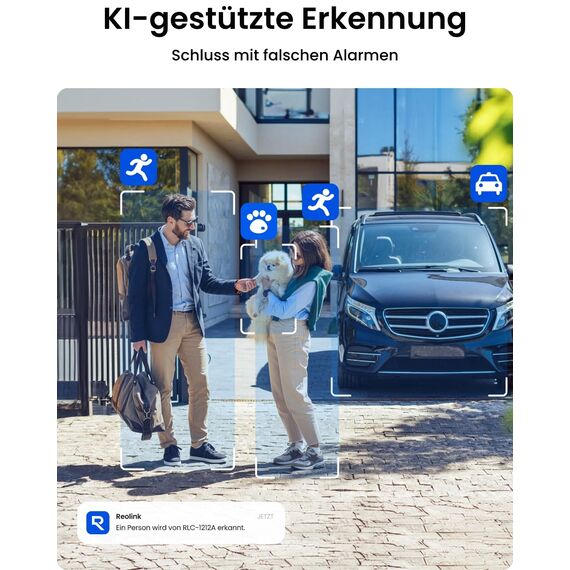 Reolink 4K+ Ultra HD 12MP PoE Überwachungskamera Aussen mit Strahler, Menschen-/Fahrzeugerkennung, Farbnachtsicht, Zwei-Wege-Audio, Bewegungswarnungen, RLC-1212A