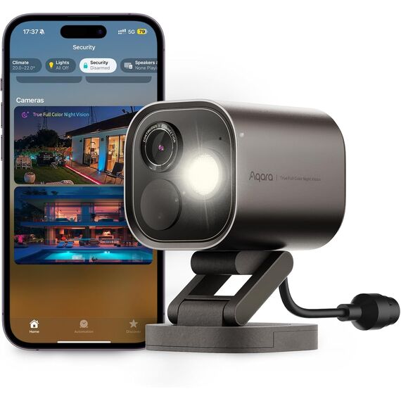 Aqara 4MP Kamera-Hub G5 Pro PoE, Echtfarbe Nachtsicht Überwachungskamera Aussen, HomeKit Secure Video, Thread-Grenzrouter, Lokale Erkennung, Thread/Zigbee, Unterstützt Alexa Google SmartThings (Grau)