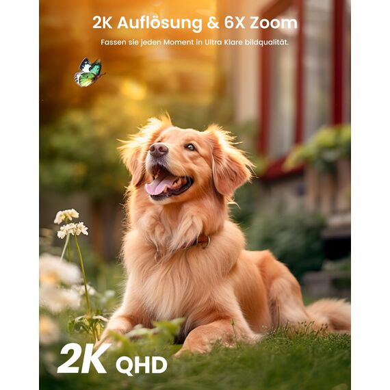 aosu Überwachungskamera Aussen mit Solarpanel, Panorama-PTZ, Automatischer Personenverfolgung, 2K-Nachtsicht, Licht- und Tonalarm, 2-Wege-Audio, kompatibel mit Alexa/Google Assistant(2-Pack)