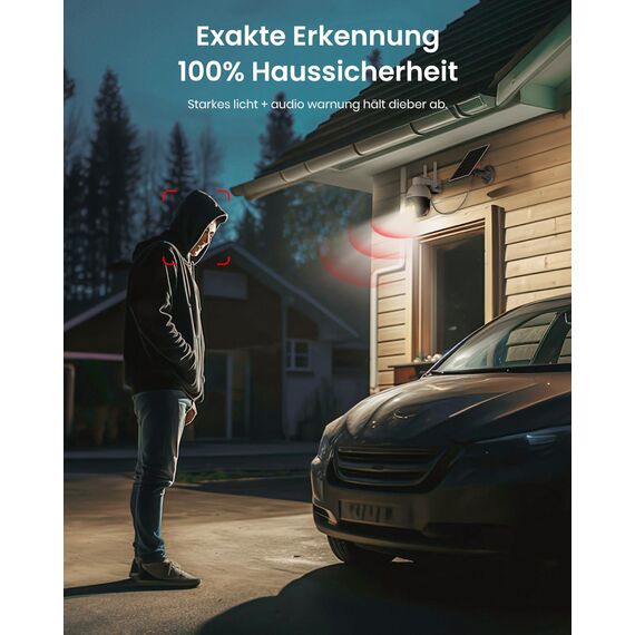 aosu 2K Solar Überwachungskamera Aussen Akku, Kamera Outdoor mit 360°-Überwachung, Automatischer Personenverfolgung, 10M Farbe Nachtsicht, Licht-und Tonalarm, 2-Wege-Audio, Fernbetrachtung