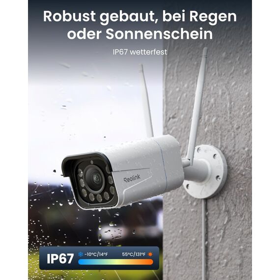 Reolink 4K 8MP Wi-Fi 6 Überwachungskamera Aussen mit 5X Optischem Zoom, Reibungsloser Fernzugriff mit H.265-Aufzeichnung, Farbnachtsicht, Intelligente Erkennung, 2-Wege-Audio, IP67, RLC-811WA