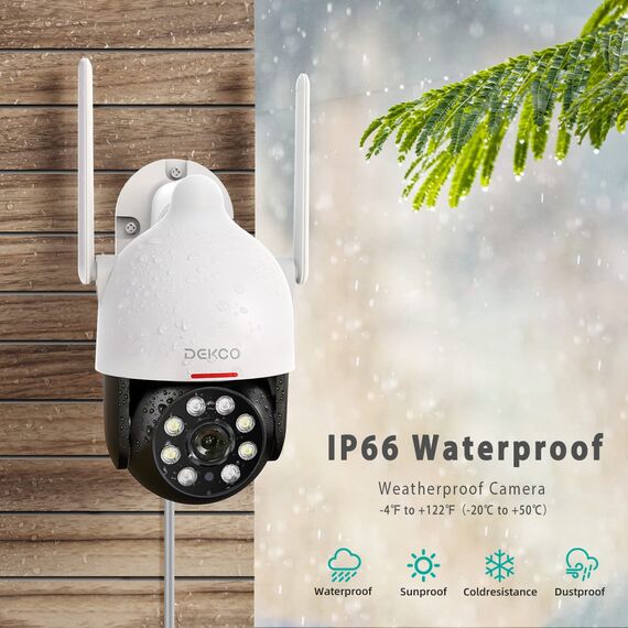 DEKCO 2K Überwachungskamera Aussen WLAN 2 Packungen, 350°/90° Schwenkbar WLAN Kamera Outdoor, 3MP WiFi Kamera mit Automatische Verfolgung, 30m Nachtsicht in Farbe, 2-Wege Audio, IP66…