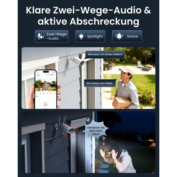 Reolink 4K 8MP Wi-Fi 6 Überwachungskamera Aussen mit 5X Optischem Zoom, Reibungsloser Fernzugriff mit H.265-Aufzeichnung, Farbnachtsicht, Intelligente Erkennung, 2-Wege-Audio, IP67, RLC-811WA