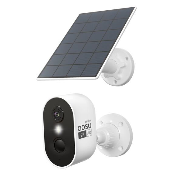 aosu 2K Überwachungskamera Aussen Solar Akku, 4-Kit mit HomeBase, ohne ABO, 32G Lokalspeicher, Kabellose Kamera Überwachug außen Licht- & Tonalarm 2-Wege-Audio Farb-Nachtsicht, 2.4G/5Ghz WiFi