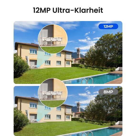 Reolink 4K+ Ultra HD 12MP PoE Überwachungskamera Aussen mit Strahler, Menschen-/Fahrzeugerkennung, Farbnachtsicht, Zwei-Wege-Audio, Bewegungswarnungen, RLC-1212A
