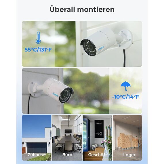 Reolink 5MP Überwachungskamera Aussen Set, Videoüberwachung mit 8CH 2TB HDD NVR und 4X 5MP PoE IP Outdoor Kamera, mit Personen-/Fahrzeugerkennung für 24/7 Überwachung, IR Nachtsicht, RLK8-410B4-5MP