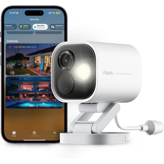 Aqara 4MP Kamera-Hub G5 Pro PoE, Echtfarbe Nachtsicht Überwachungskamera Aussen, HomeKit Secure Video, Thread-Grenzrouter, Lokale Erkennung, Thread/Zigbee, Unterstützt Alexa Google SmartThings (Weiß)