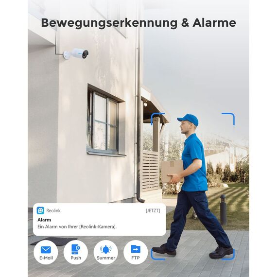 Reolink 5MP Überwachungskamera Aussen Set, Videoüberwachung mit 8CH 2TB HDD NVR und 4X 5MP PoE IP Outdoor Kamera, mit Personen-/Fahrzeugerkennung für 24/7 Überwachung, IR Nachtsicht, RLK8-410B4-5MP