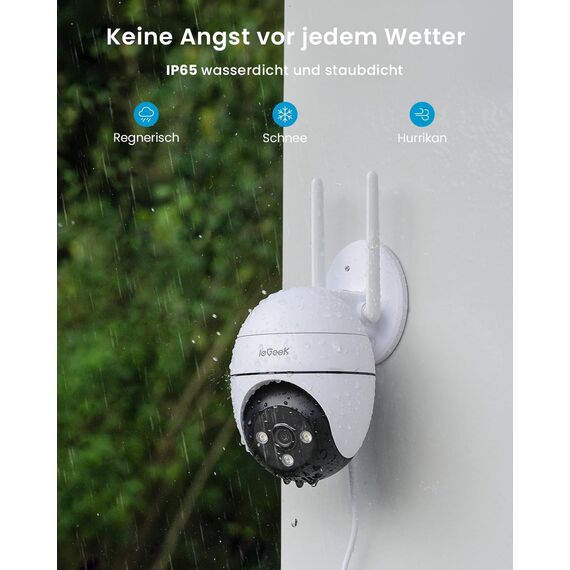 ieGeek 2K Überwachungskamera Aussen WLAN, PTZ Outdoor IP Kamera überwachung außen, WiFi Dome Camera mit Farbiger Nachsicht, Bewegungserkennung,Mensch Bewegungsmelder, Zwei-Wege-Audio