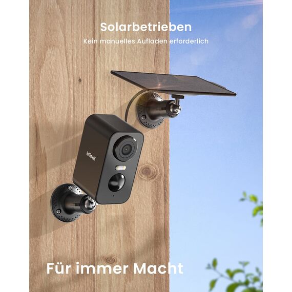 ieGeek 2K Überwachungskamera Aussen Akku Solar, 5200mAh Akku Kamera Überwachung Aussen WLAN, PIR-Bewegungserkennung, Bunte Nachtsicht, 2-Wege-Audio, Spotlights, IP65 wasserdicht