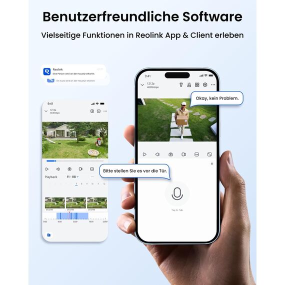 Reolink 4K+ Ultra HD 12MP PoE Überwachungskamera Aussen mit Strahler, Menschen-/Fahrzeugerkennung, Farbnachtsicht, Zwei-Wege-Audio, Bewegungswarnungen, RLC-1212A
