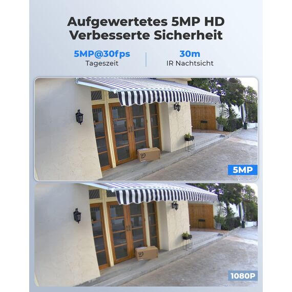 Reolink 5MP PoE Überwachungskamera Aussen mit Personen-/Autoerkennung, Smarte IP Kamera Outdoor mit Zeitraffer, 30m IR Nachtsicht, IP67 Wasserfest, Audio, microSD Kartensteckplatz, RLC-510A Schwarz