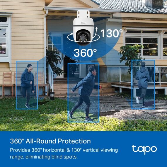 TP-Link Tapo C510W Kameraüberwachung aussen, WLAN IP Kamera, 360° Schwenk-/Neige, 2K Auflösung, Vollfarbige Nachtsicht, IP65 wasserdicht, Intelligente Bewegungsverfolgung, Zwei-Wege-Audio