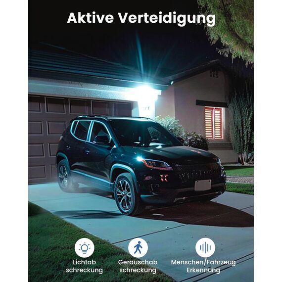 aosu 3K Überwachungskamera Aussen Akku Solar, 5MP Kabellose WLAN-Überwachungskamera für den Außenbereich zur Haussicherheit, 360° Panoramisches PTZ, Automatische Verfolgung, Nachtsicht, 2 STK