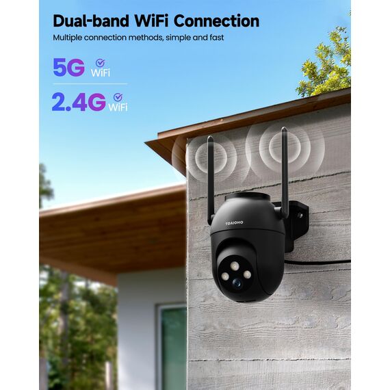 2 Stück Überwachungskamera Aussen - 5MP Kamera Überwachung Aussen 2,4/5Ghz Wlan IP Kamera Outdoor Außenkamera Kabel 360°PTZ Videoüberwachung Aussen Camera Dome Homekit mit Automatischer Verfolgung