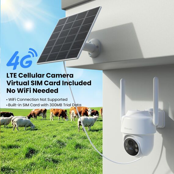 GALAYOU 4G LTE Überwachungskamera Aussen Akku Solar - 2K Kamera Überwachung Aussen mit SIM Karte, Ohne WLAN Kamera Outdoor, PTZ, PIR Bewegungsmelder, Farbnachtsicht, Zwei-Wege-Audio