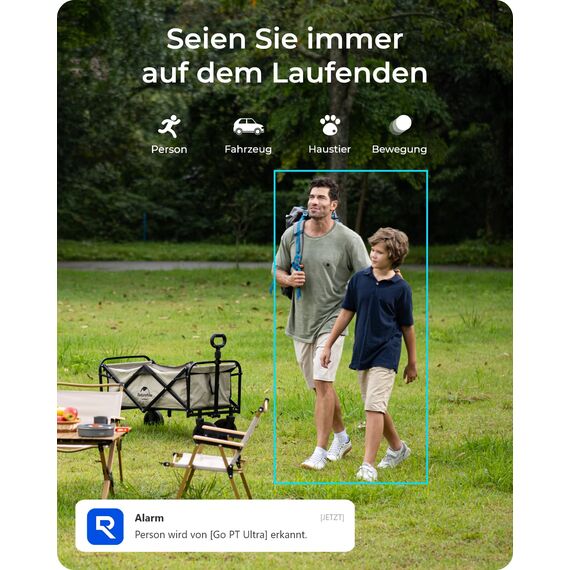 Reolink 4K 3G/4G LTE Überwachungskamera mit SIM Karte, 355°&140° PTZ Solar Kamera Outdoor mit 8MP Farbnachtsicht, Person/Auto/Haustiererkennung, 32GB microSD-Karte, Go PT Ultra+6W Solarpanel