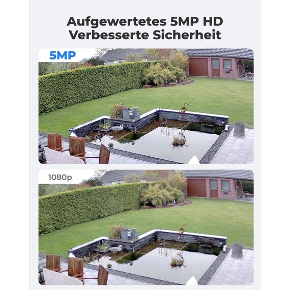 Reolink 5MP PoE Überwachungskamera Aussen mit Personen-/Autoerkennung, Smarte IP Kamera Outdoor mit Zeitraffer, IR Nachtsicht, Audio, Wasserfest, microSD Kartensteckplatz, RLC-520A Schwarz