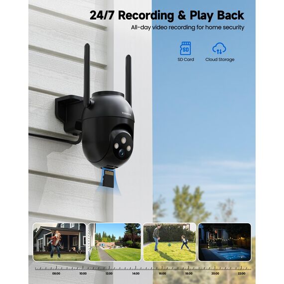 Überwachungskamera Aussen: 2K Kamera Überwachung Aussen Wlan IP Kamera Outdoor Kabel Außenkamera 2,4G/5G WiFi PTZ Homekit Videoüberwachung Outdoor Camera Schwarz mit Automatische Nachverfolgung