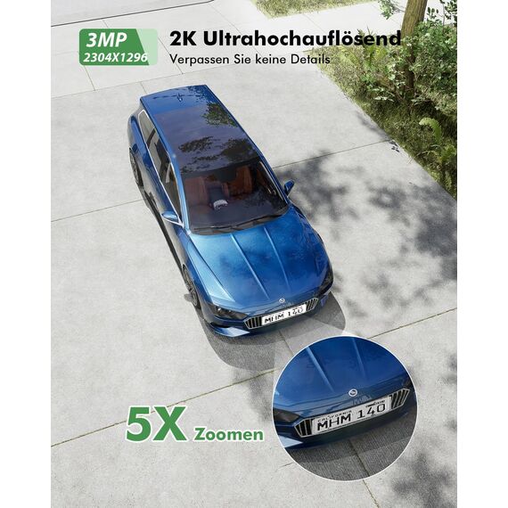 YESYAMO 2K Überwachungskamera Aussen Akku, 355°/90° Pan Tilt WLAN Kamera mit Farbnachtsicht, solar Kamera Überwachung außen, PIR Bewegungsmelder, Cloud/SD Storage, 2-Wege-Audio, 2,4 GHz WLAN (weiß)
