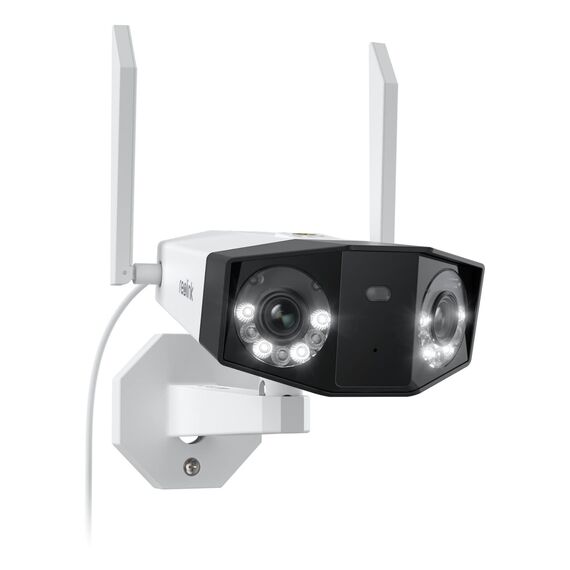 Reolink 4K Dual-Lens WLAN Überwachungskamera Aussen, 180° Ultra-Weitwinkel, Person-/Fahrzeug-/Haustier-Erkennung, 2,4/5 GHz Wi-Fi 6, Farbnachtsicht, 2-Wege-Audio, Duo 2 WiFi
