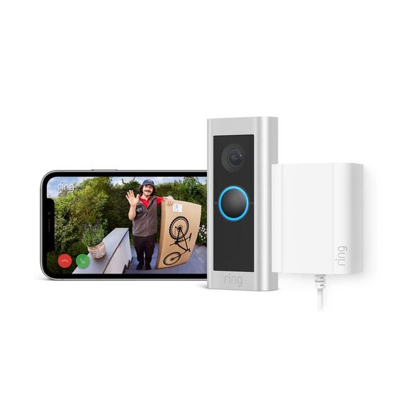 Ring Videotürklingel Pro Kabel (bisher: Video Doorbell Pro 2) + Netzteil von Amazon | Klingel mit Kamera, 1536p HD, Kopf-bis-Fuß-Aufnahme, 3D-Bewegungserfassung, Vogelperspektive