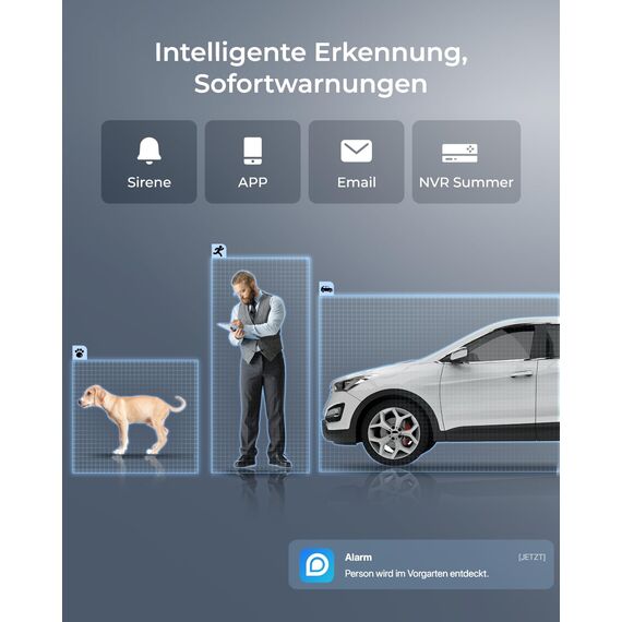 Reolink 4K Wi-Fi 6 Überwachungskamera Set mit IK10 Vandalismusschutz, Farbnachtsicht, 12CH NVR mit 2TB HDD, Personen-/Fahrzeug-/Tiererkennung, 2-Wege-Audio, IP67 wetterfeste WLAN-Kameras, RLK12-800WV4