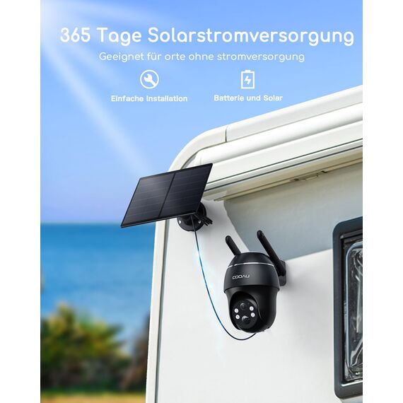 COOAU 4G LTE Überwachungskamera Aussen Akku mit SIM Karte+64GB Kartenspeicher+Solarpanel, Kamera überwachungs LTE,2K Kabellos Solar Kamera Outdoor mit Farb-Nachtsicht, PIR Personenerkennung, IP66
