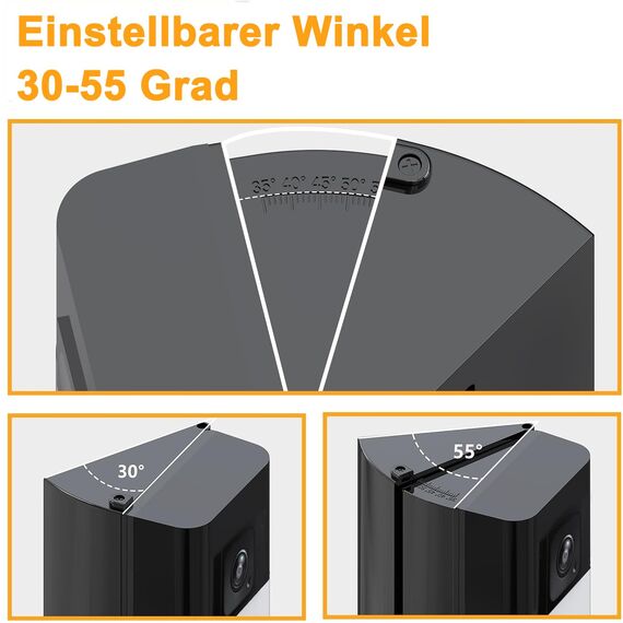 Video Türklingel Verstellbare Halterung (Winkel 30-55 Grad) Kompatibel mit Video Doorbell Wired/1/2/2. Gen/3/3 Plus/4 & Akku-Videotürklingel (2024)/Plus/Pro, Winkelhalter Einstellbare Doorbell Zubehör