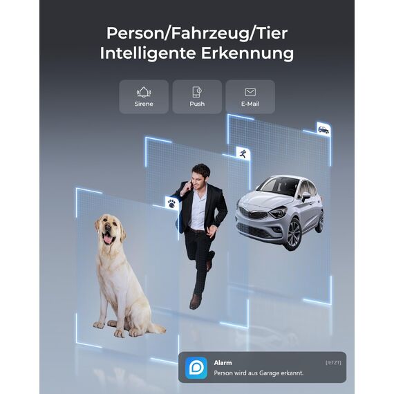 Reolink 4K Wi-Fi 6 Überwachungskamera Aussen, IK10 Vandalismusgeschützt, Farbnachtsicht, Personen-/Fahrzeug-/Tiererkennung, Zwei-Wege-Audio, Ohne PT, RLC-840WA