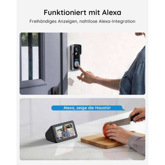 BOIFUN 2K 5MP WLAN Video Türklingel mit Kamera,Alexa-kompatibel, Nachtsicht, PIR Bewegungserkennung, 2-Wege-Audio, Unterstützt SD & Cloud-Speicher, mit Chime, 2.4Ghz WLAN
