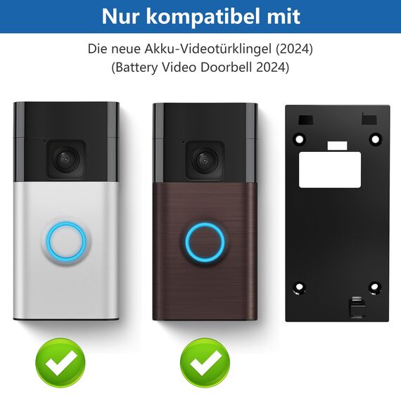 2024 Doorbell Halterung, Selbsthaftende Halterung ohne Bohren für Die neue Akku-Videotürklingel (2024) (Battery Video Doorbell), R-ing Kamera Klingel Klebehalterung Doorbell Zubehör