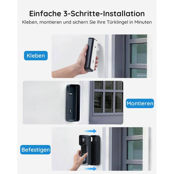 BOIFUN 2K 5MP WLAN Video Türklingel mit Kamera,Alexa-kompatibel, Nachtsicht, PIR Bewegungserkennung, 2-Wege-Audio, Unterstützt SD & Cloud-Speicher, mit Chime, 2.4Ghz WLAN