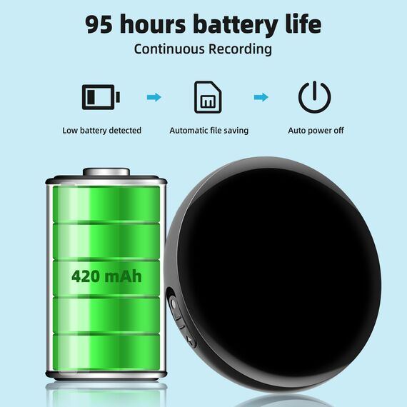 64GB Magnet Voice Recorder mit Spracherkennung und Rauschunterdrückung für Meetings, Interviews, Vorträge und Kurse