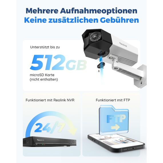 Reolink 4K Dual-Lens überwachungskamera aussen mit 180° Sichtwinkel, Outdoor IP-Kamera, Person/Fahrzeug/Tier-Erkennung, Farb-Nachtsicht, Zwei-Wege-Audio, Wasserdicht, Duo 2 PoE