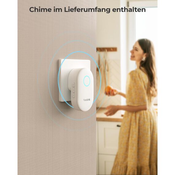 Reolink 5MP Video-Türklingel PoE mit Chime, UHD Türklingel Kabelgebundene mit Kamera, 180° Ultraweitwinkel, Zwei-Wege-Audio, Personenerkennung, Wasserdicht, Alarme, Kompatibel NVR, Video Doorbell PoE