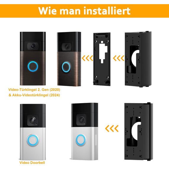 Video Türklingel Verstellbare Halterung (Winkel 30-55 Grad) Kompatibel mit Video Doorbell Wired/1/2/2. Gen/3/3 Plus/4 & Akku-Videotürklingel (2024)/Plus/Pro, Winkelhalter Einstellbare Doorbell Zubehör