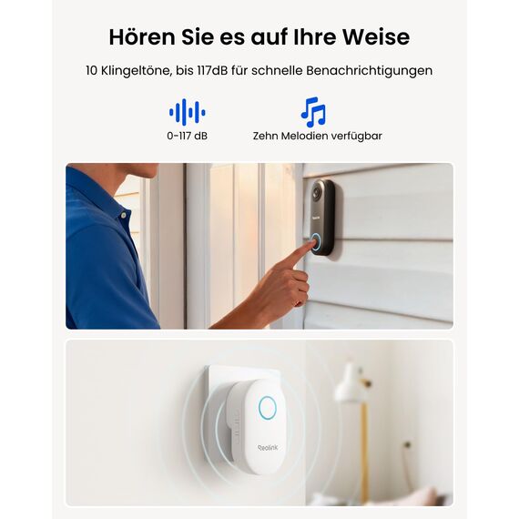 Reolink 5MP Video-Türklingel PoE mit Chime, UHD Türklingel Kabelgebundene mit Kamera, 180° Ultraweitwinkel, Zwei-Wege-Audio, Personenerkennung, Wasserdicht, Alarme, Kompatibel NVR, Video Doorbell PoE