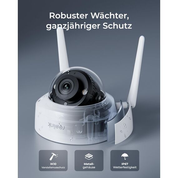 Reolink 4K Wi-Fi 6 Überwachungskamera Set mit IK10 Vandalismusschutz, Farbnachtsicht, 12CH NVR mit 2TB HDD, Personen-/Fahrzeug-/Tiererkennung, 2-Wege-Audio, IP67 wetterfeste WLAN-Kameras, RLK12-800WV4