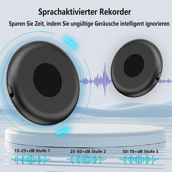 Diktiergerät 64 GB Speicher, Voice Recorder Wiederaufladbar Über USB, Diktiergerät Mini und Sprachaktivierung, Aufnahmegerät Mit Mikrofon, Aufnahmegerät Mit Mikrofon, Meetings und Interviews