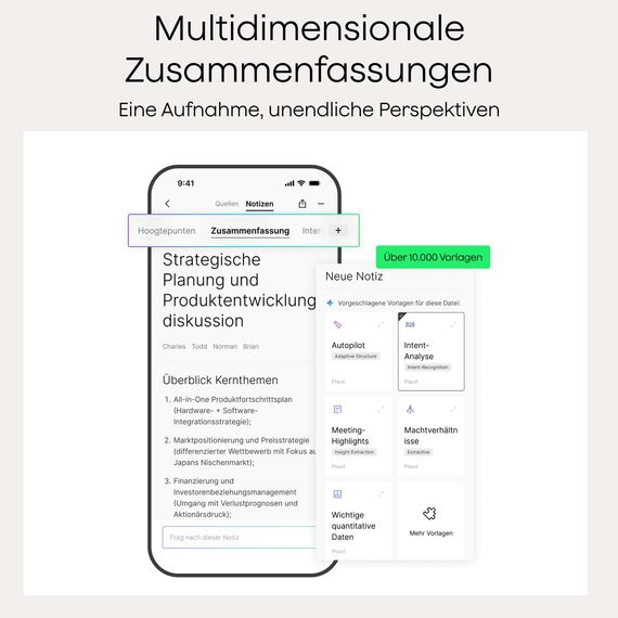 Plaud Note KI Digitales Diktiergerät mit Hülle - 64 GB Aufnahmegerät mit KI-Technologie zum Transkribieren und Zusammenfassen, One-Touch-Aufnahme (Schwarze Note mit schwarzer Hülle)