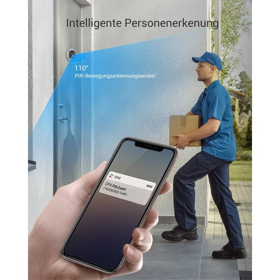 EZVIZ WLAN Türklingel mit 166° Weitwinkel und PIR-Sensor, 2MP Türspion Kamera mit 4,3 Zoll Farbbildschirm, 4600mAh Akku, AI Personenerkennung, Zwei-Wege-Videoanruf und Live-Ansicht verfügbar, CP4