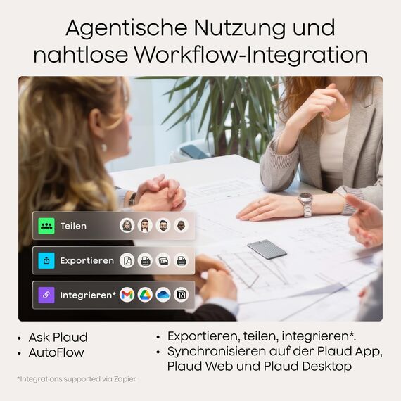 Plaud Note KI Digitales Diktiergerät mit Hülle - 64 GB Aufnahmegerät mit KI-Technologie zum Transkribieren und Zusammenfassen, One-Touch-Aufnahme (Silver Note mit schwarzer Hülle)