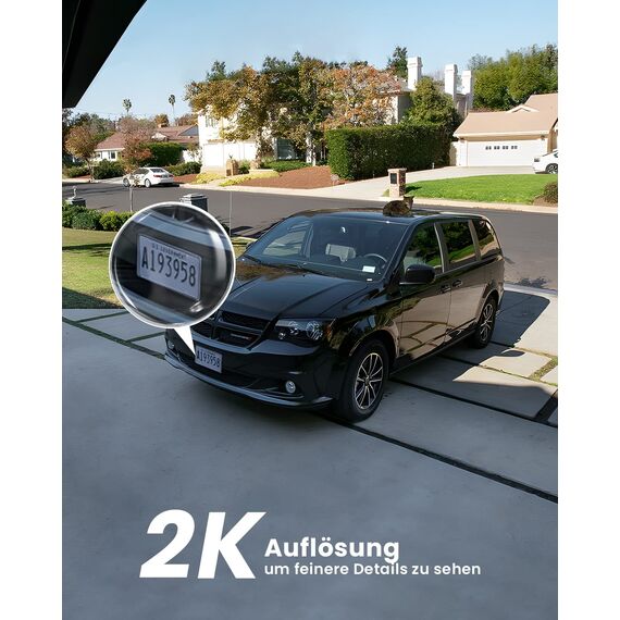 ieGeek 2K Solar Überwachungskamera Aussen Akku, 355°/140° Pan Tilt Kabellose Überwachungskamera mit Farbnachtsicht, PIR Bewegungsmelder, Sirene/Weißlichtalarm, 2-Wege-Audio, IP65, Cloud/Speicher Karte