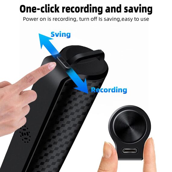 Diktiergerät Magnetisches, Aufnahmegerät mit 30 Tage Daueraufnahme Abhörgerät Mini Voice Recorder Wiederaufladbar Über USB, One Touch Aufnahme, Sprachsteuerung Aufnahmegerät Diktiergerät Mini