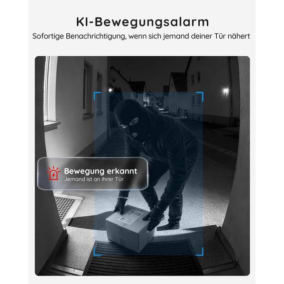 BOIFUN 2K 5MP WLAN Video Türklingel mit Kamera,Alexa-kompatibel, Nachtsicht, PIR Bewegungserkennung, 2-Wege-Audio, Unterstützt SD & Cloud-Speicher, mit Chime, 2.4Ghz WLAN