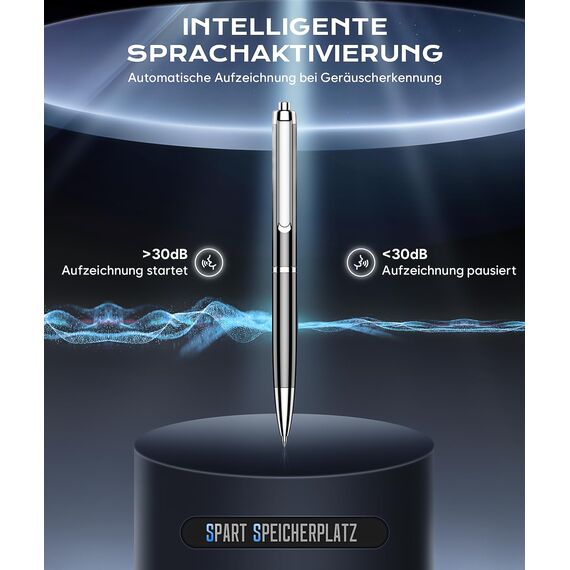 Diktiergerät mit USB-C, 64GB Aufnahmegerät,1600h Speicher Voice Recorder, Wiedergabe mit DSP-Rauschunterdrückung & HD-Audio, Digitales Diktiergerät für Unterricht, Meetings, Interviews