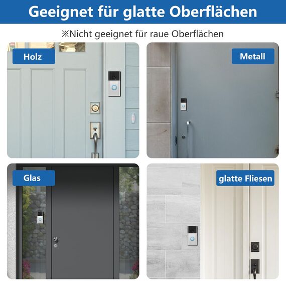 2024 Doorbell Halterung, Selbsthaftende Halterung ohne Bohren für Die neue Akku-Videotürklingel (2024) (Battery Video Doorbell), R-ing Kamera Klingel Klebehalterung Doorbell Zubehör
