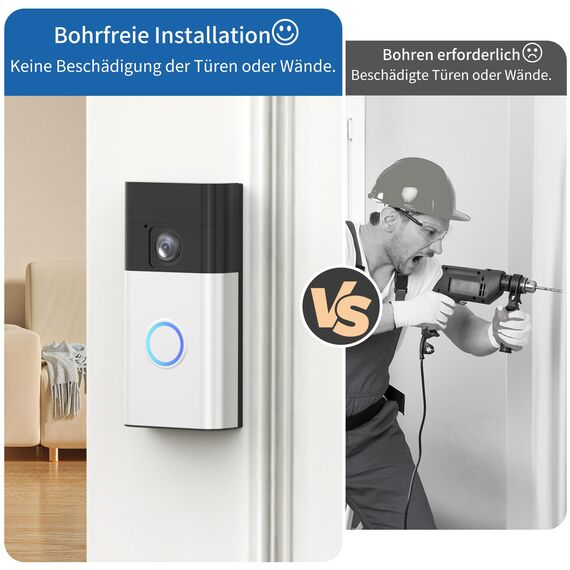 2024 Doorbell Halterung, Selbsthaftende Halterung ohne Bohren für Die neue Akku-Videotürklingel (2024) (Battery Video Doorbell), R-ing Kamera Klingel Klebehalterung Doorbell Zubehör